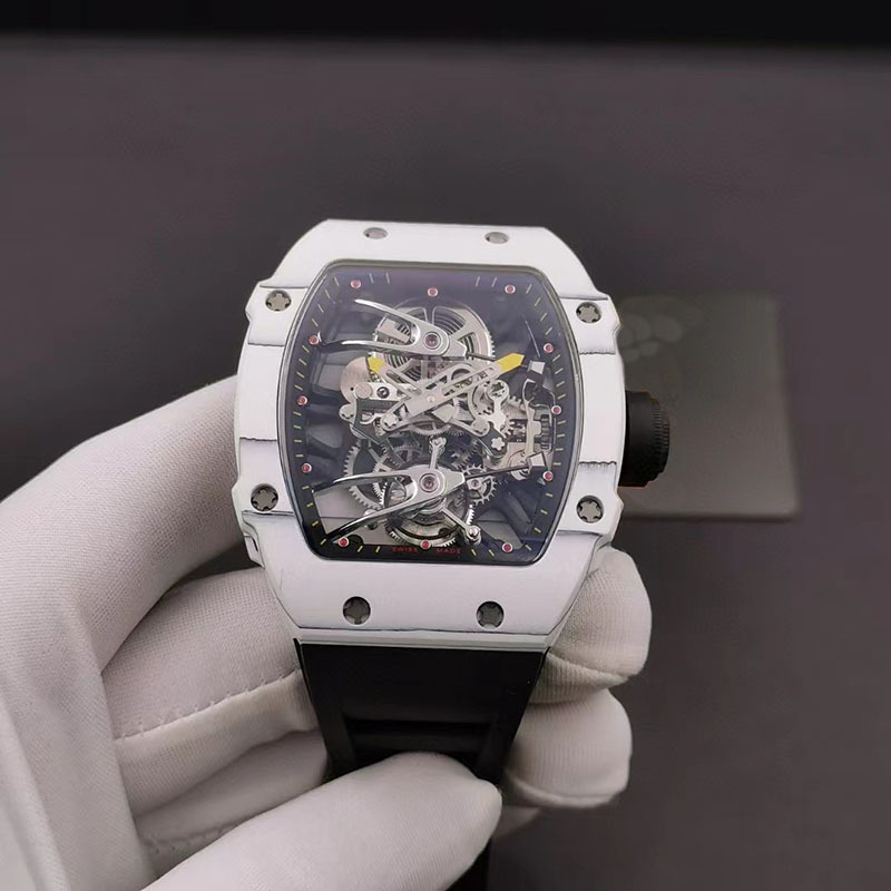 Brand richard style 100 meters water resistance skeleton dial automatic movt super luminous carbon f