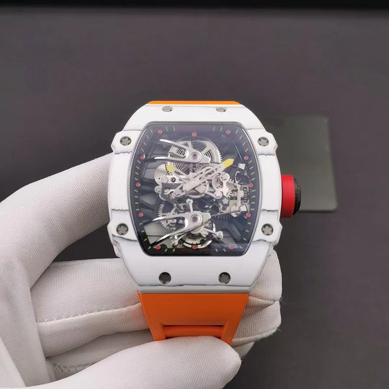 Brand richard style 100 meters water resistance skeleton dial automatic movt super luminous carbon f