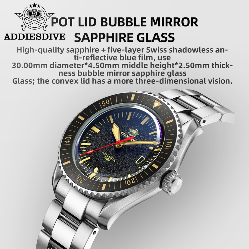 addiesdive men's retro popular sports mechanical watch 200 meters waterproof NH35A automatic mechani