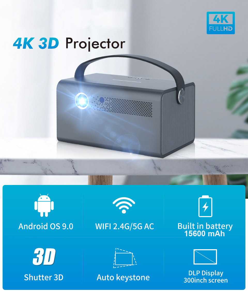 Portable interactive Projector Home theater Video DLP Android Smart Mini Projector smart touch proje