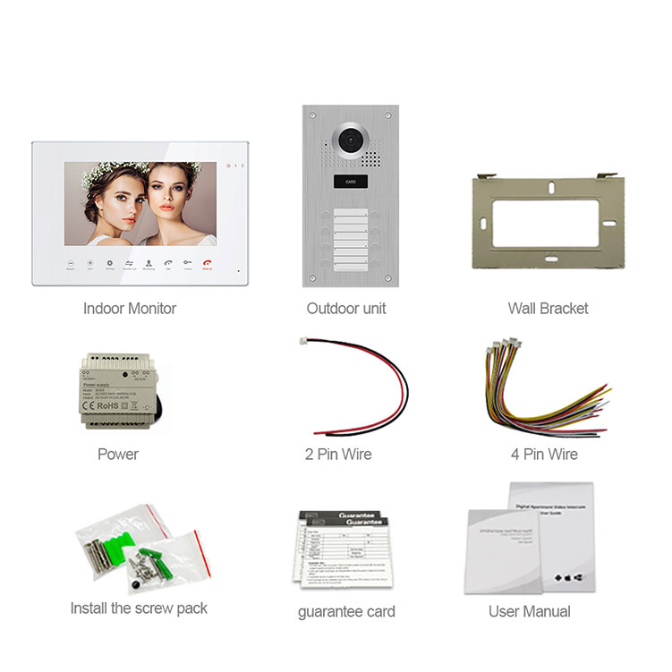 smart home analog villa 7" video door phone intercom system with door bell camera