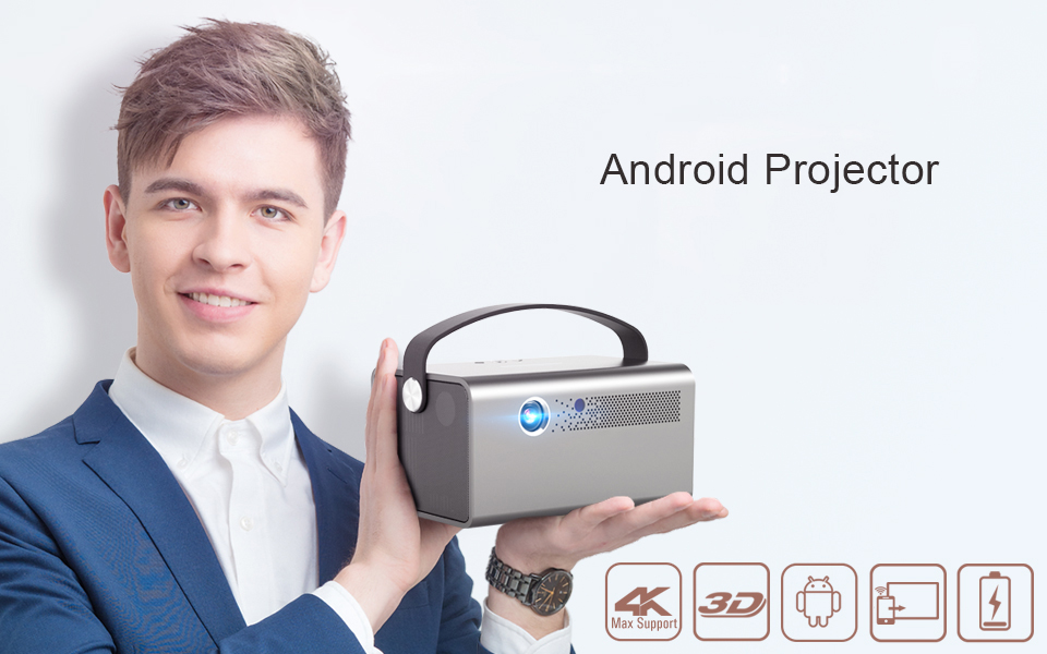 High brightness Portable Projector Home theater Video DLP Android Smart Mini Projector interactive p