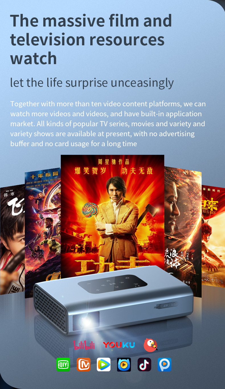 HD projector 4k 3d hd projector mini projector smart home theater portable DLP beamer