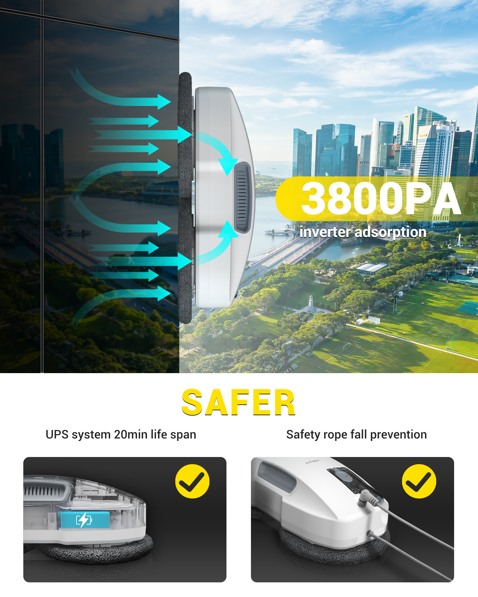 Smart Home Appliances Cleaning Window Cleaning Robot Glass Cleaner with Spray
