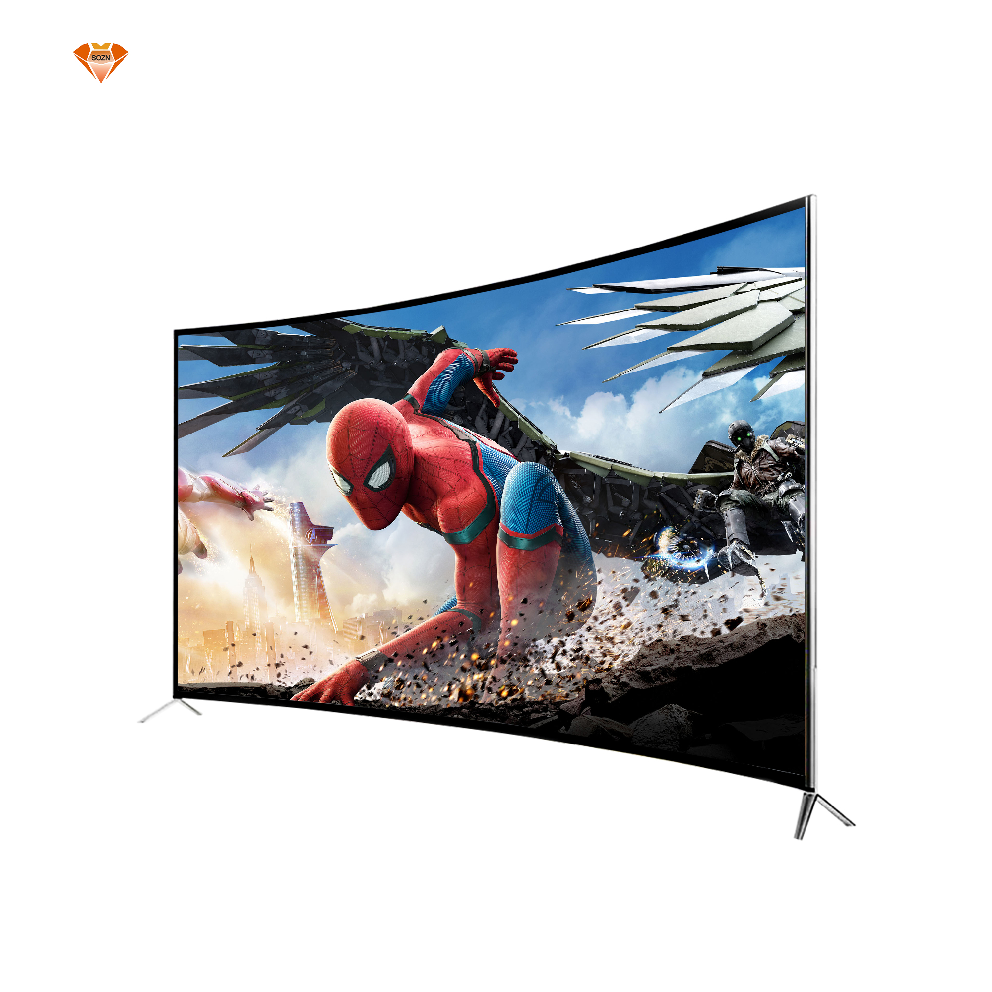 Newly designed 65-inch home theater system LED curved 4K smart TV/ultra-thin glass body with Android