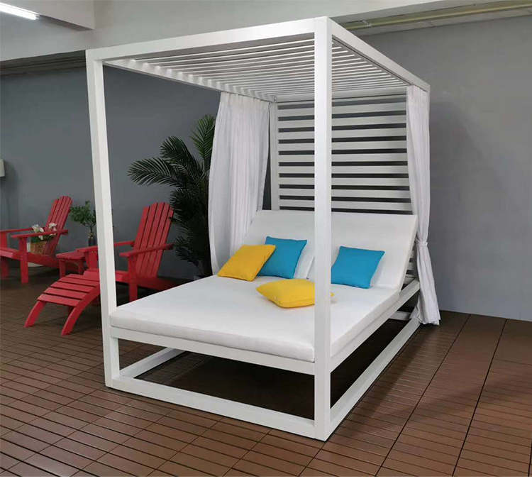 luxury hotel wood daybed sunbed outdoor chaise outdoor daybed with mosquito net garden furniture out