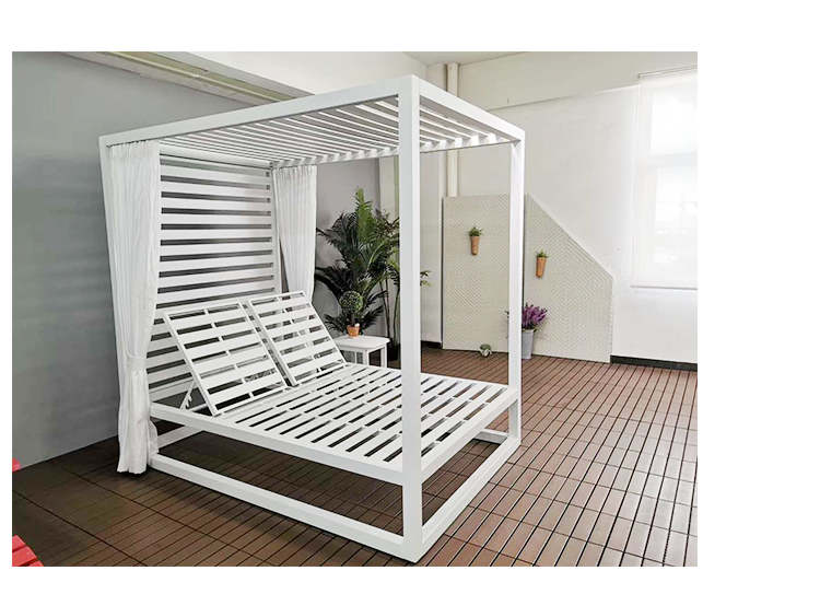 luxury hotel wood daybed sunbed outdoor chaise outdoor daybed with mosquito net garden furniture out