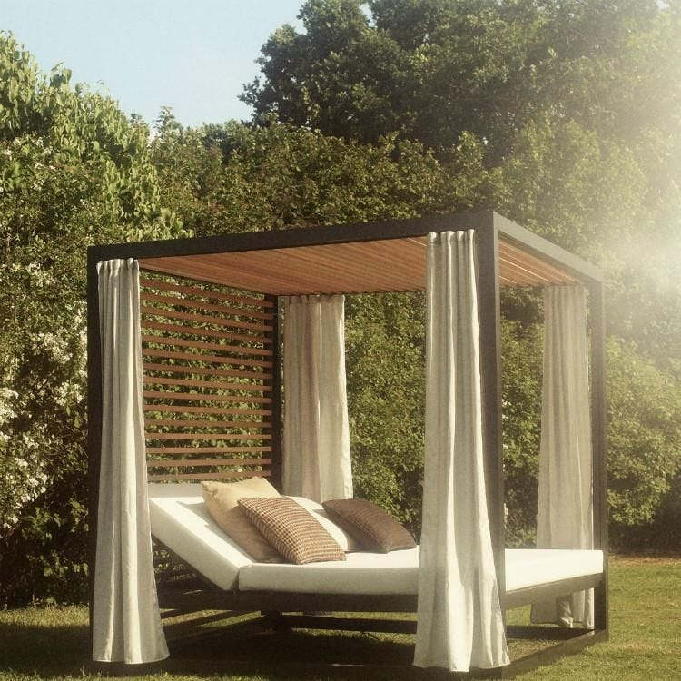 luxury hotel wood daybed sunbed outdoor chaise outdoor daybed with mosquito net garden furniture out