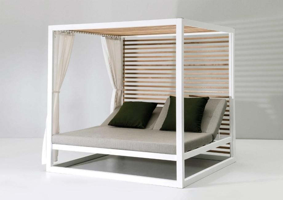 luxury hotel wood daybed sunbed outdoor chaise outdoor daybed with mosquito net garden furniture out