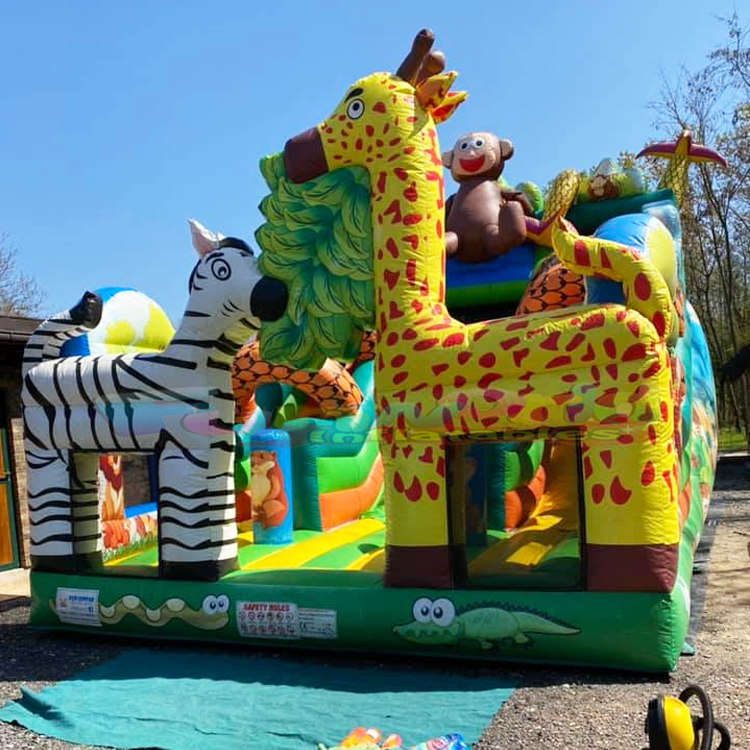 Customized animal playland kids bouncing castle jumping house toboggan gonflable safari inflatable s