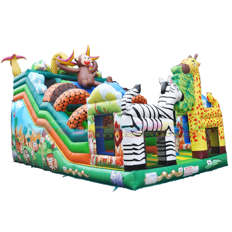 Customized animal playland kids bouncing castle jumping house toboggan gonflable safari inflatable s