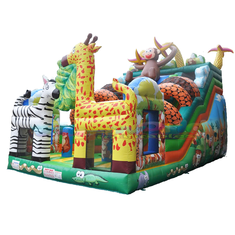 Customized animal playland kids bouncing castle jumping house toboggan gonflable safari inflatable s