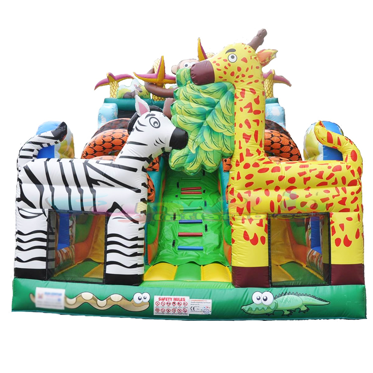 Customized animal playland kids bouncing castle jumping house toboggan gonflable safari inflatable s