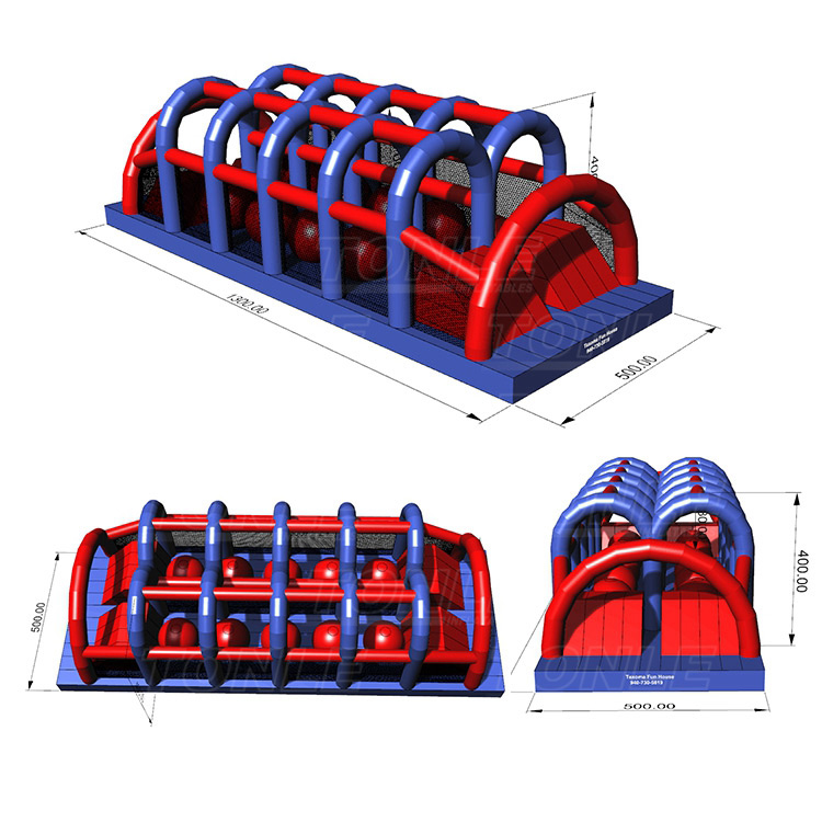 dual big baller inflatable wipeout sport game Inflatable wipeout obstacle courses Wipedout Challenge