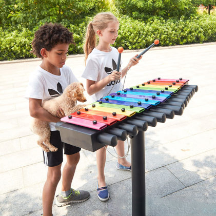 Metal fun street music glockenspiel /outdoor play equipment for public park entertainment unit