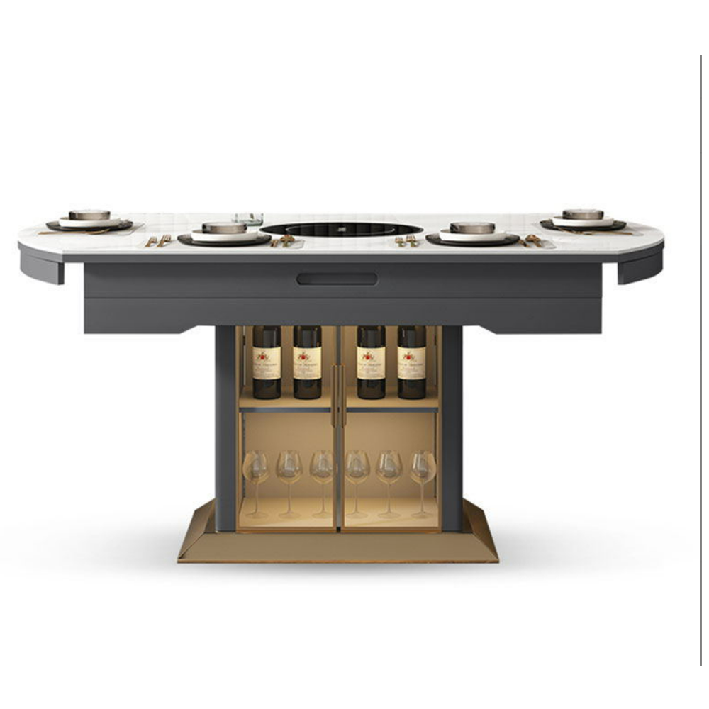 Customizable round slate dining table and chairs for living roombjflamingo Table with plate inductio