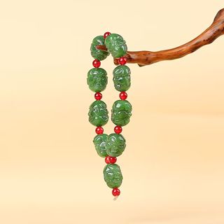 Xinjiang Hetian Jade Jasper Eighteen Arhats Bracelet Double-sided Arhat Buddha Head Jade Hand Carved