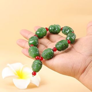 Xinjiang Hetian Jade Jasper Eighteen Arhats Bracelet Double-sided Arhat Buddha Head Jade Hand Carved