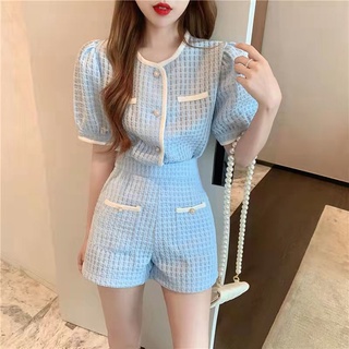  Yujie Summer Suit Women 2022 New Style Ladies Age-Reducing Top High Waist Slimmer Look Shorts Fashi