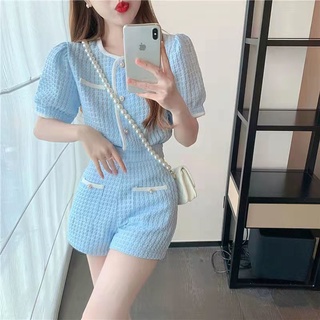  Yujie Summer Suit Women 2022 New Style Ladies Age-Reducing Top High Waist Slimmer Look Shorts Fashi