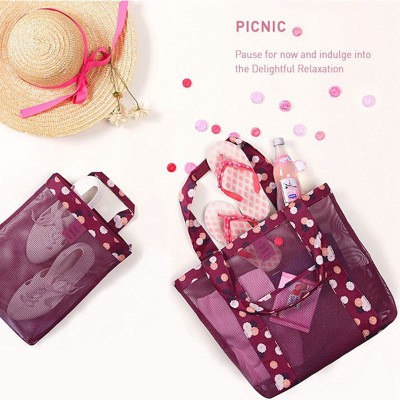 Oxford Sand Mesh Bag Picnic Fashion Storage Bags Cosmetics Economic Travel Bag Summer Large Capacity
