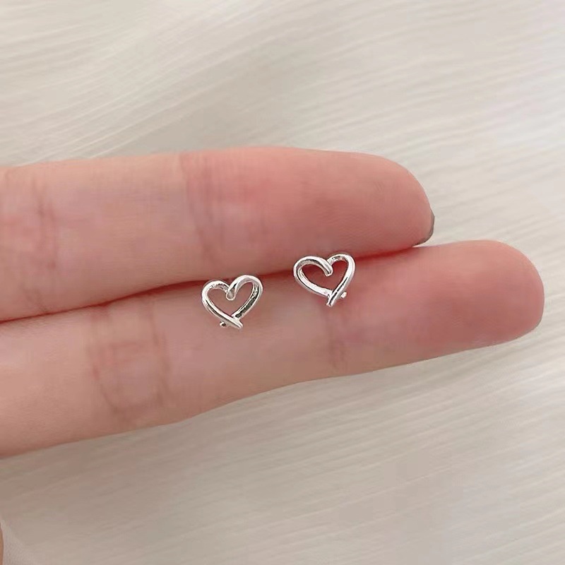 Cute Silver Earrings for Women Heart Hollow Earring Accessories Jewelry