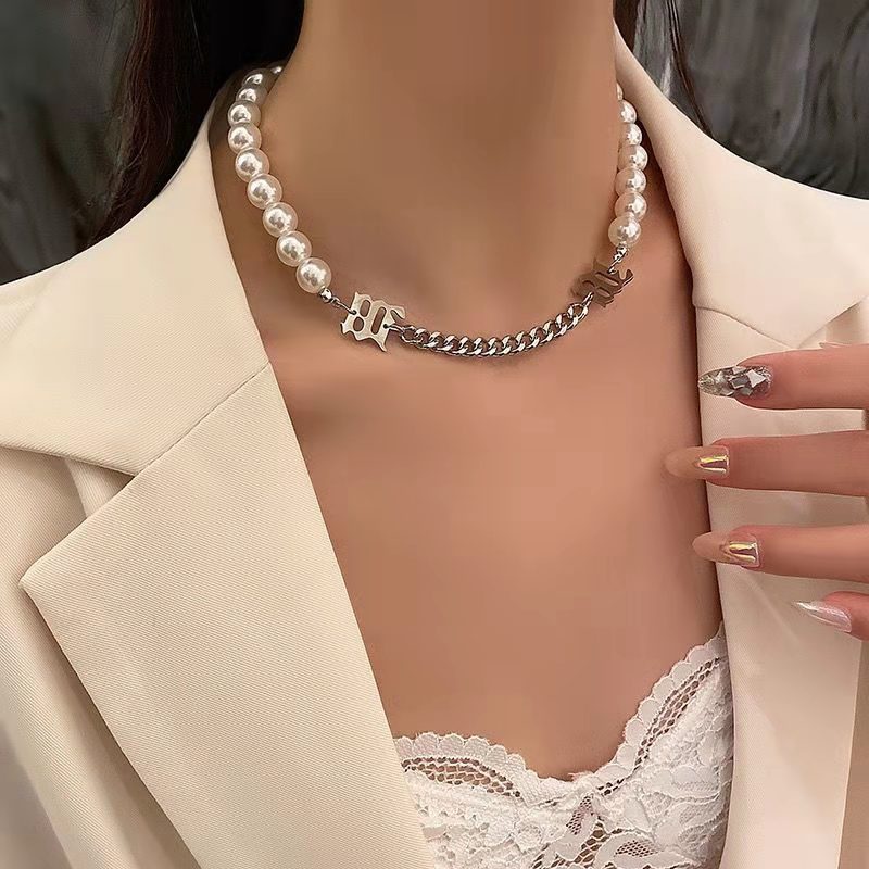 Fashion Pearl Chain Stitching Necklace&Bracelet Set for Women Jewelry Fashion Accessories