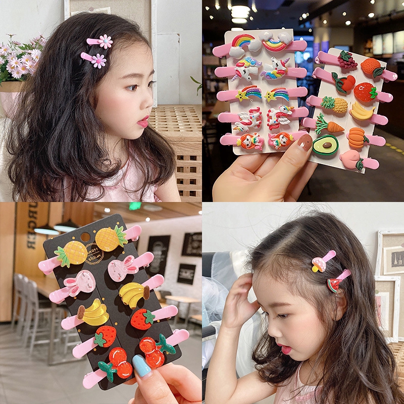 Fashion Flower Fruit Hair Clip Set Korean Cartoon Baby Kids Hairpin Set Girls Headdress Hair Accesso