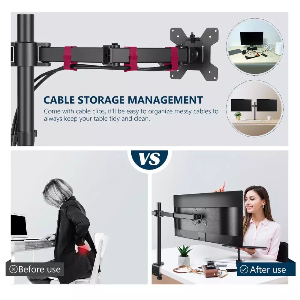 EXPOSE Dual Monitor Arm Desktop Mount Bracket  17-32 Inch  2KG-15KG  Fully Adjustable  Full Dynamic 