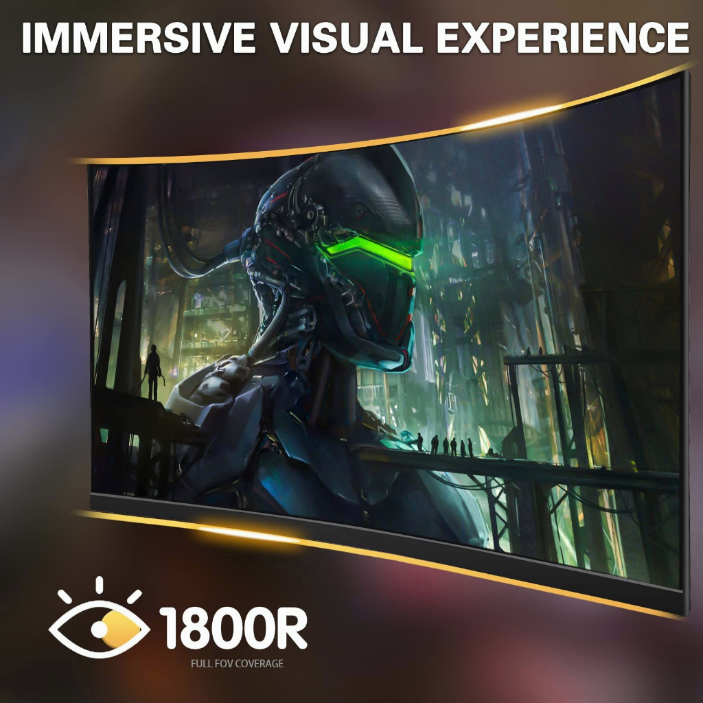 EXPOSE 27 Inch Curved Gaming Monitor 165HZ LED PC Monitor Frameless Murah 1080P HDMI Wide Screen Dis