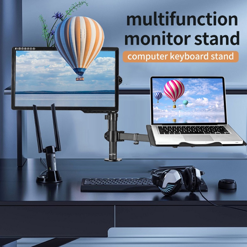 Monitor Stand Arm Laptop Stand Adjustable Dual Desktop Monitor and Laptop Stand up to 32