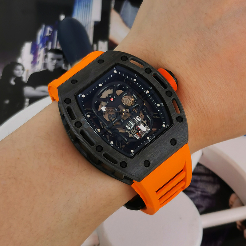 Men's watch luxury hollow design wine barrel skull large dial fluorescent fully automatic waterproof