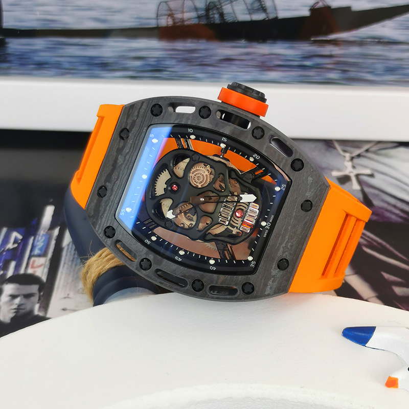 Men's watch luxury hollow design wine barrel skull large dial fluorescent fully automatic waterproof