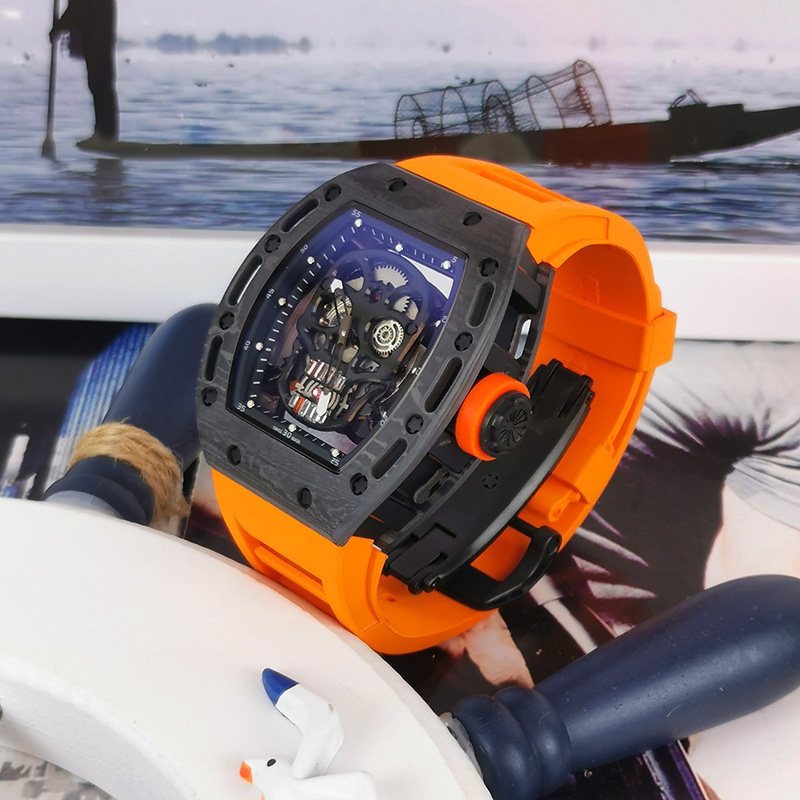 Men's watch luxury hollow design wine barrel skull large dial fluorescent fully automatic waterproof