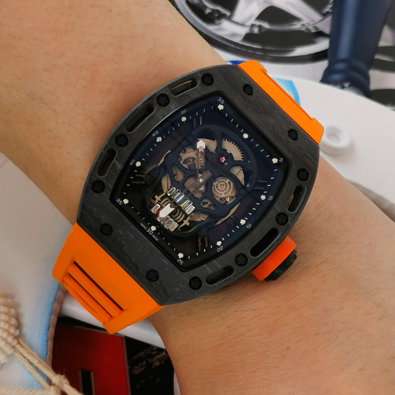 Men's watch luxury hollow design wine barrel skull large dial fluorescent fully automatic waterproof