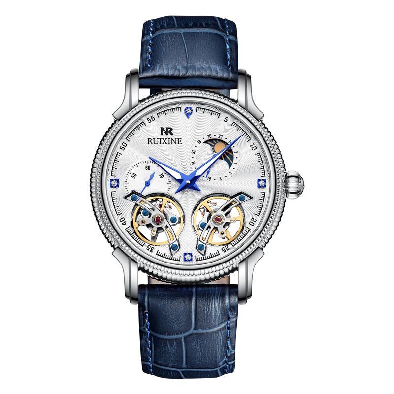Hot Selling RUIXINE R7121 Sapphire Mirror Stainless Steel Case Leather Strap 43mm Men's Mechanical W