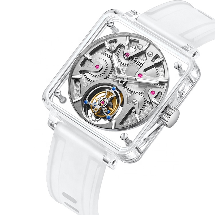 Luxury Noble Sapphire Crystal Transparent Case Watch SKYSEED Tourbillon Mechanical Men Watch