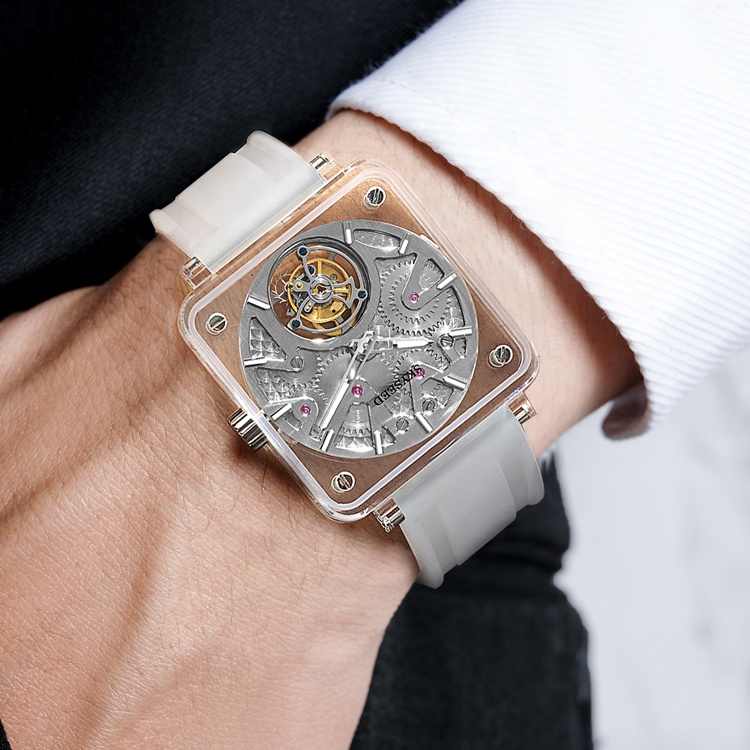 Luxury Noble Sapphire Crystal Transparent Case Watch SKYSEED Tourbillon Mechanical Men Watch