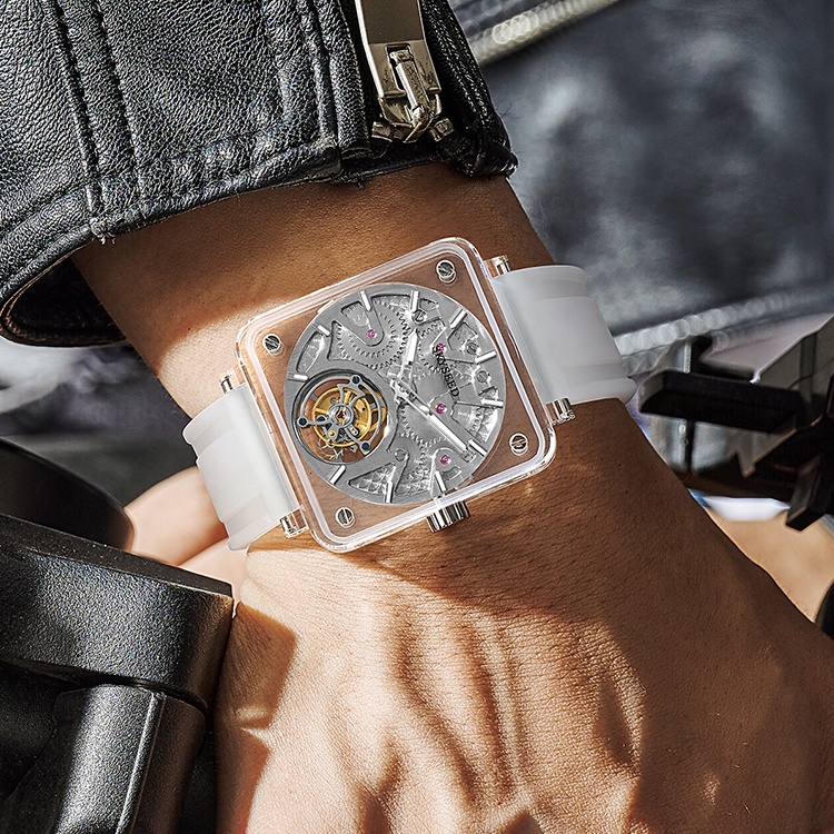Luxury Noble Sapphire Crystal Transparent Case Watch SKYSEED Tourbillon Mechanical Men Watch