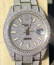 Iced out watch bust down Luxury Day just CZ bling bling 316 Waterproof super swiss Automatic Mechani
