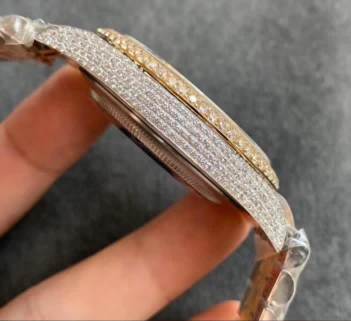 Iced out watch bust down Luxury Day just CZ bling bling 316 Waterproof super swiss Automatic Mechani
