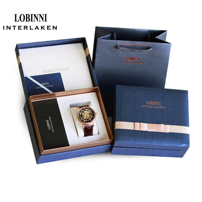 LOBINNI 18015 Minimalist Leather Watch For Men Unique Fashion Automatic Wrist Watches