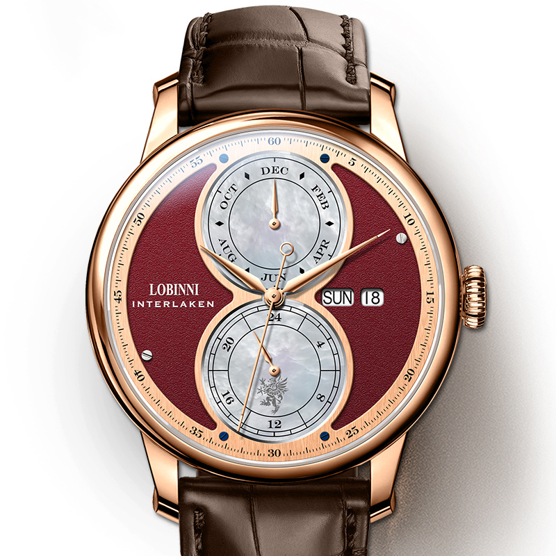 LOBINNI 18015 Minimalist Leather Watch For Men Unique Fashion Automatic Wrist Watches