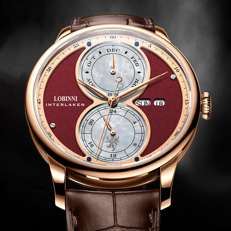 LOBINNI 18015 Minimalist Leather Watch For Men Unique Fashion Automatic Wrist Watches