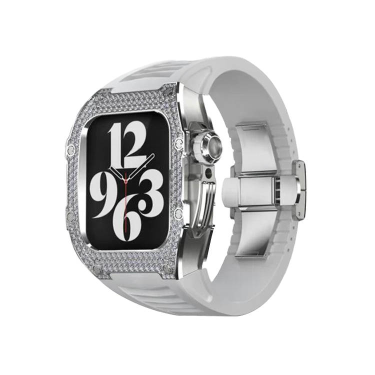 Custom logo protective watches cover high shiny stainless steel large waterproof watch case for appl