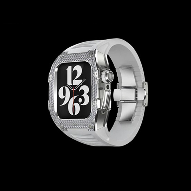Custom logo protective watches cover high shiny stainless steel large waterproof watch case for appl