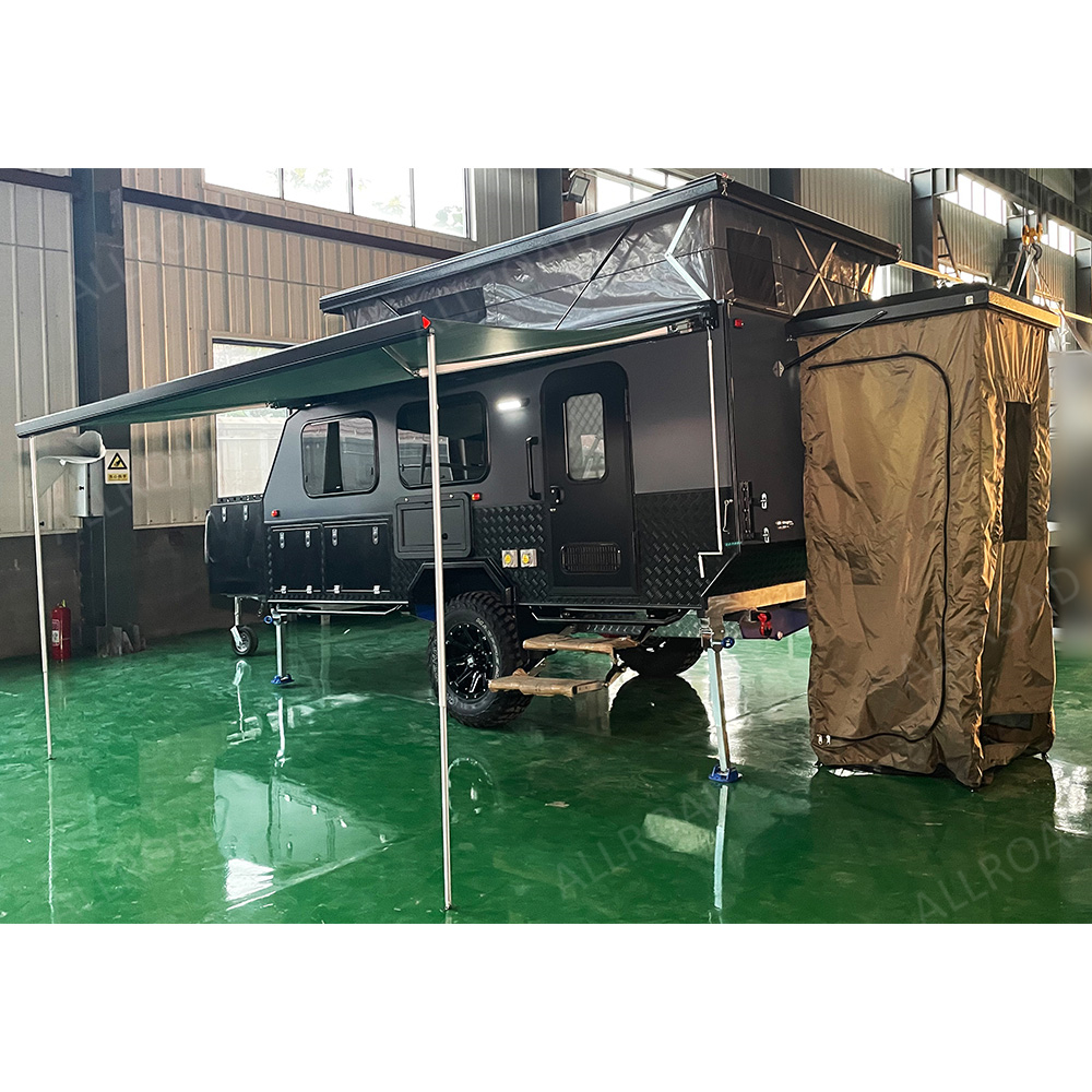 Australian standard aluminum alloy 14 FT hybrid caravan offroad travel trailer pop top camper traile