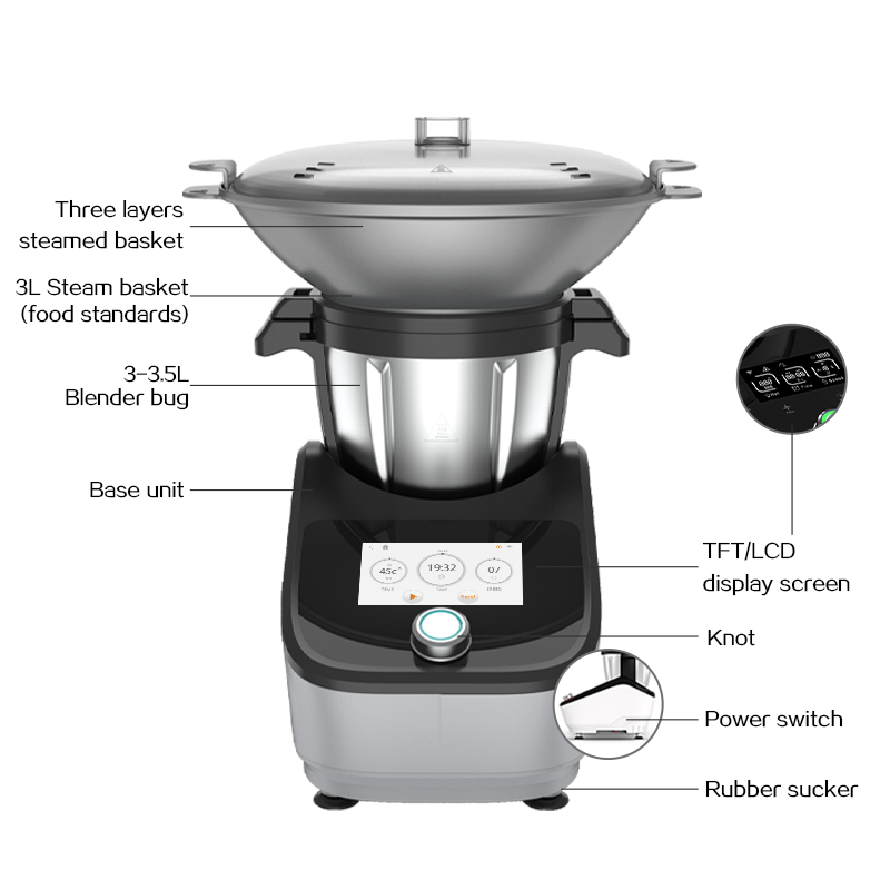 Food Processor Battery Blender Jug Home Kitchen Appliance Electric Stand Food Thermomixer Cooking Ro