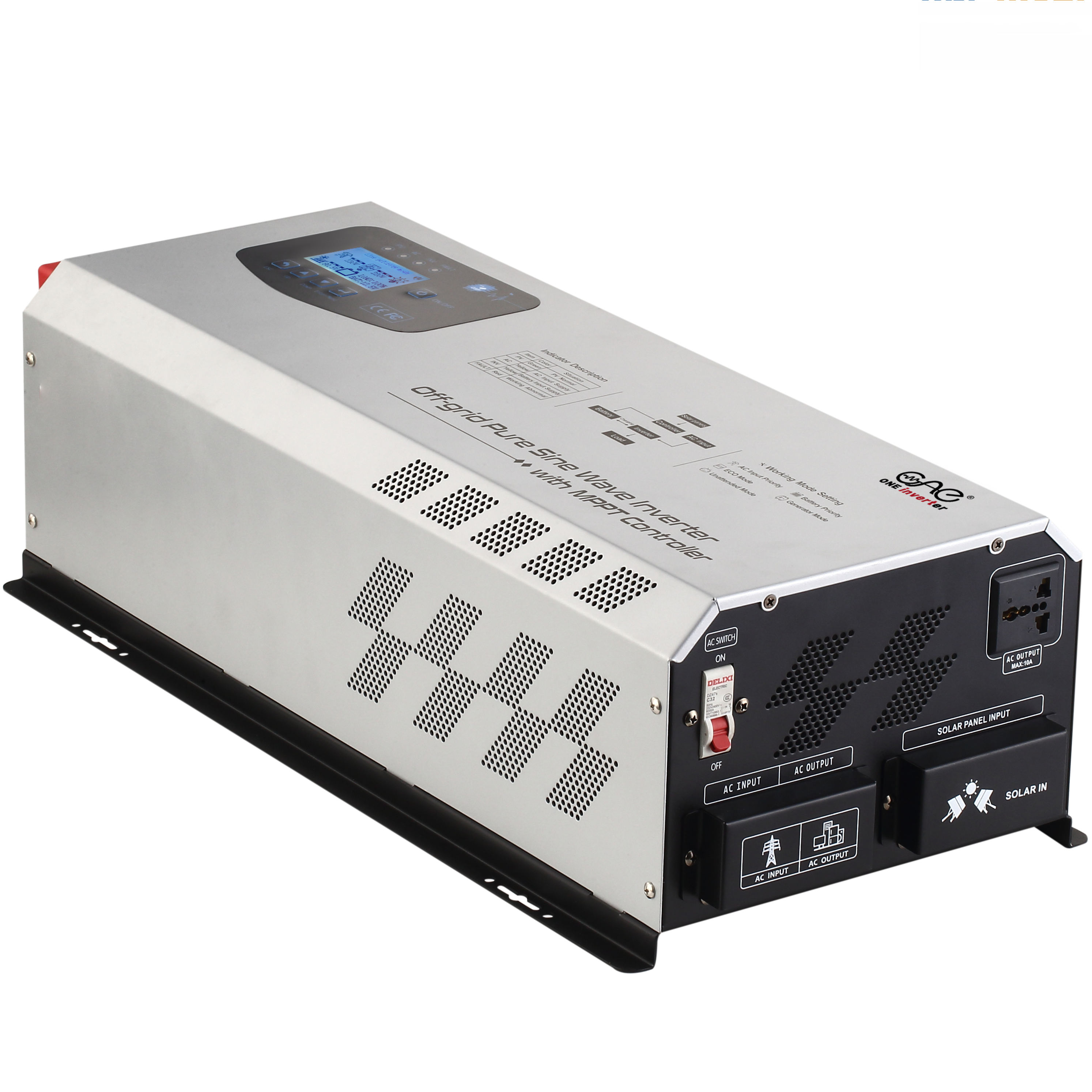 12/24/48v output 120vac 220vac off grid hybrid inverter 1kw 2kw 3kw 5kw 6kw mppt sine wave solar inv