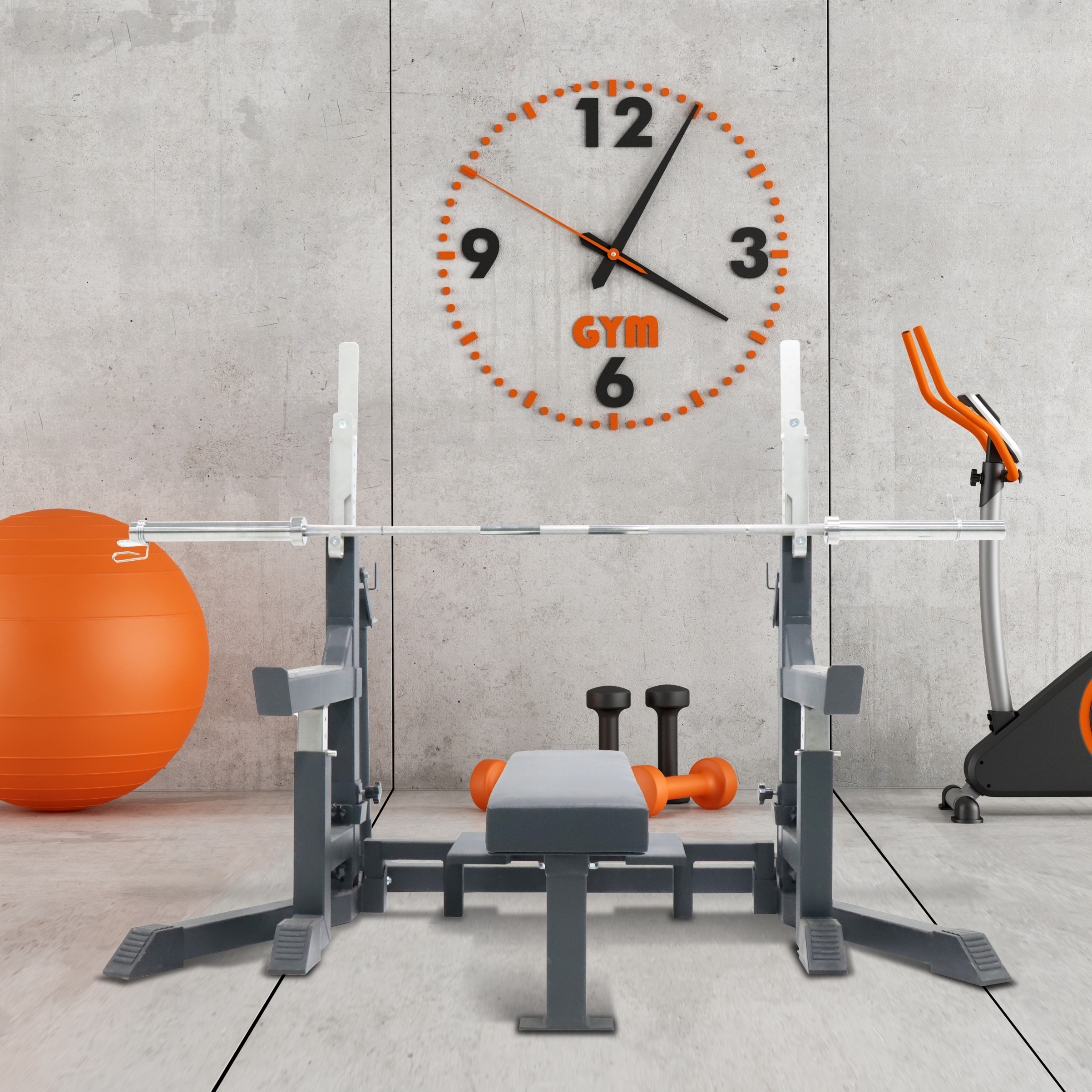 Adjustable Squat Stand rack with sport bench for weight lifting, Q235 Steel, Strength Training Fitne